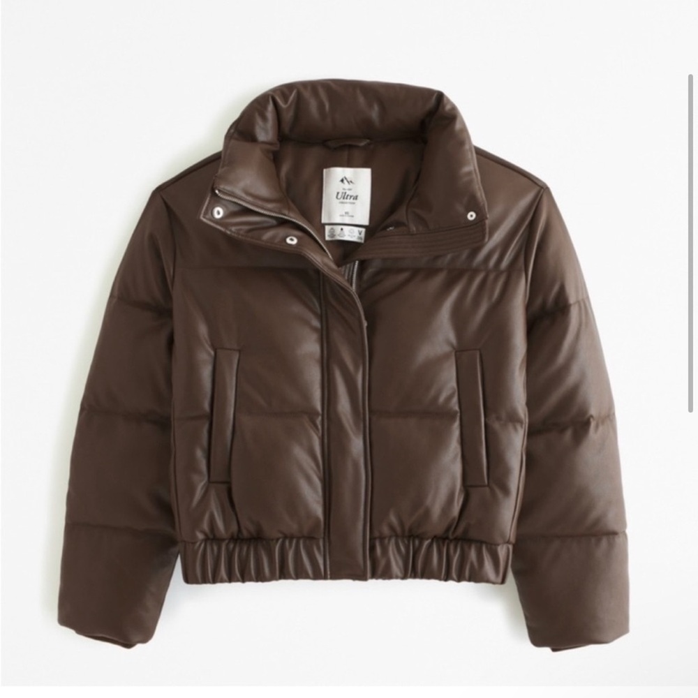 A&F vegan leather mini puffer